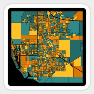 Oxnard Map Pattern in Orange & Teal Sticker